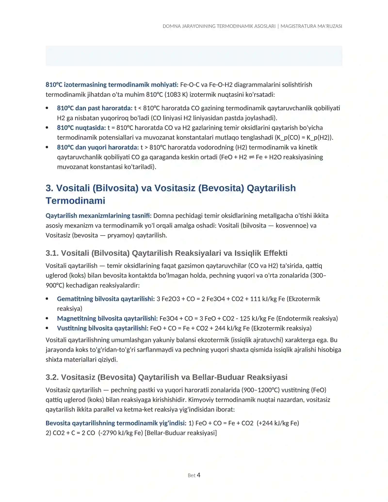 DOMNA JARAYONINING TERMODINAMIK ASOSLARI 4