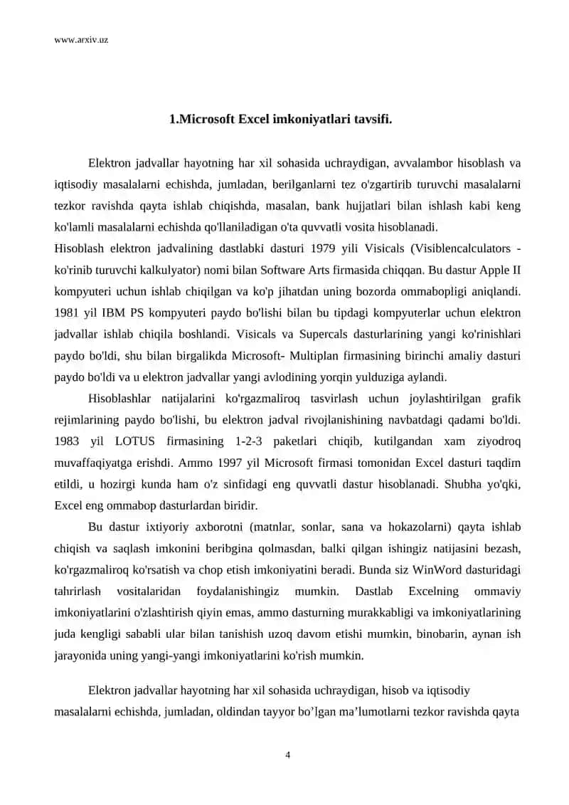 MS Excel dasturi 4