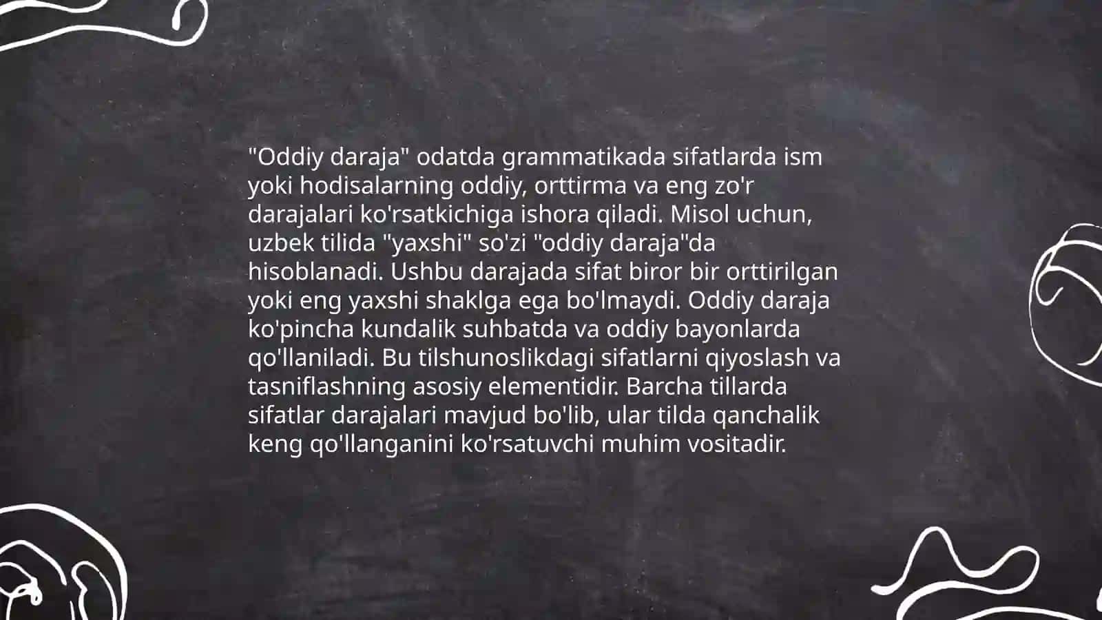 Sifat va ravishlarda belgining ortiqligi yoki kamligini ifodalovchi shakllar.Daraja formasi 4
