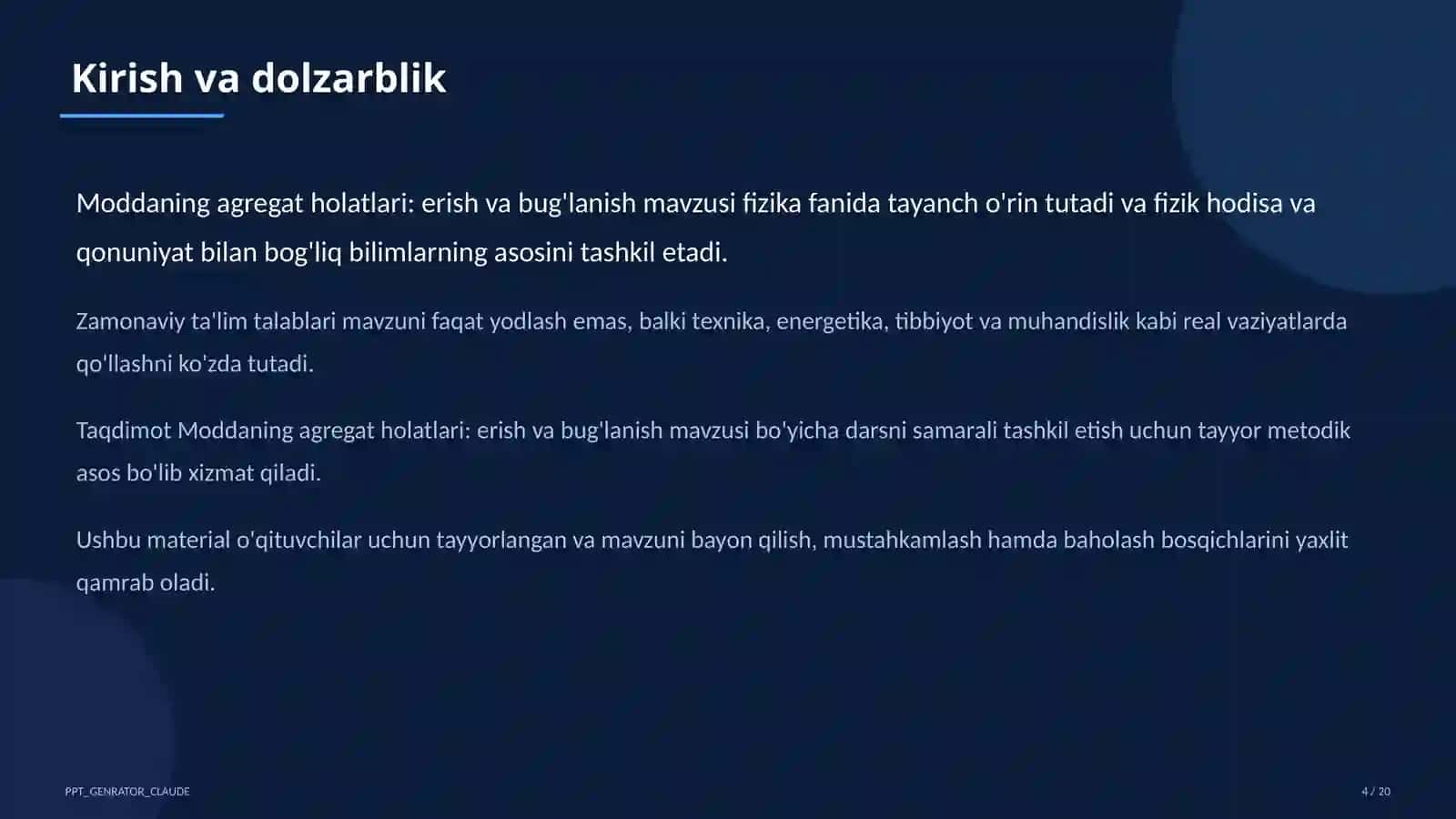 Moddaning agregat holatlari: erish va bug'lanish (8-sinf) 4