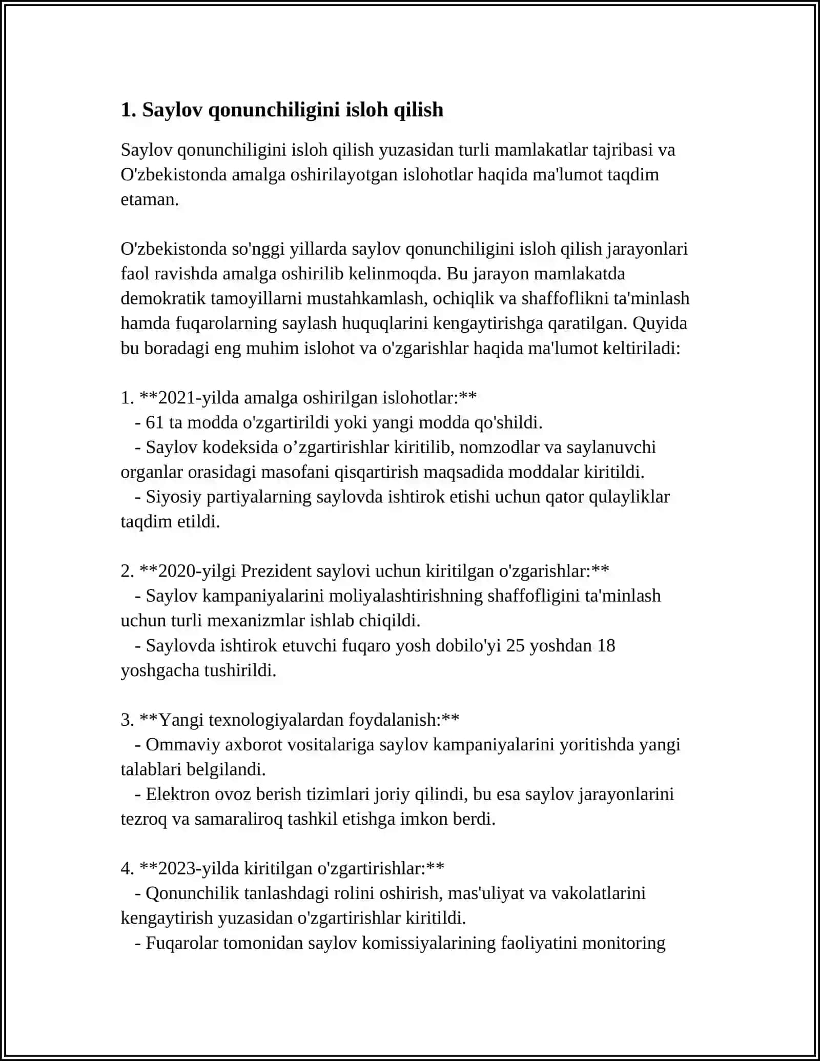 O'ZBEKISTON RESPUBLIKASIDA SAYLOV JARAYONINING HUQUQIY TARTIBGA OLINISHI 4
