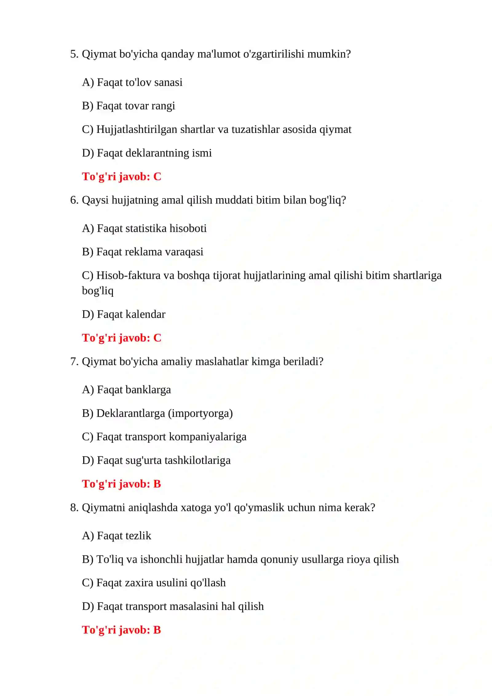 BOJXONA TESTLARI 500 TA 4