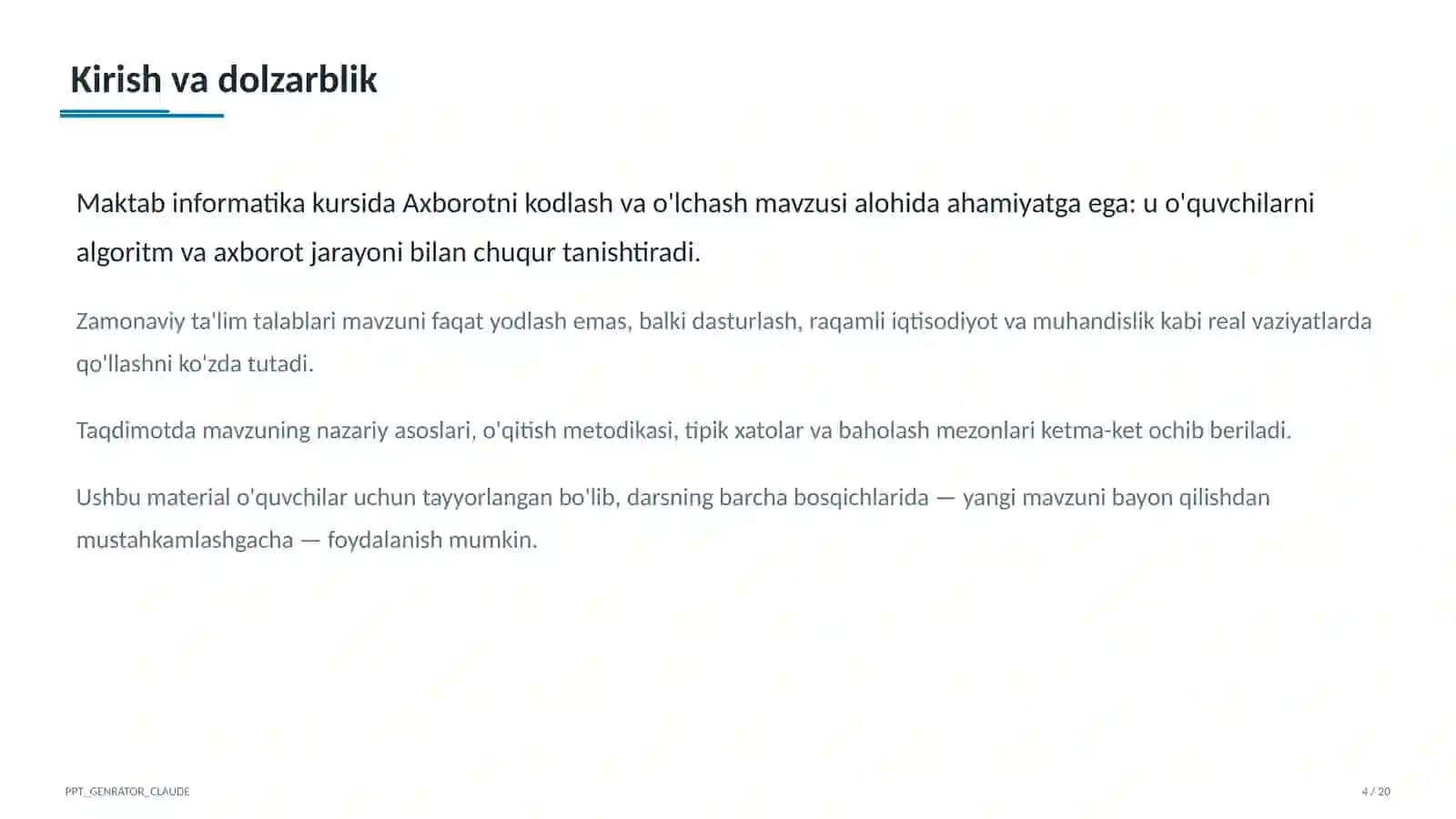 Axborotni kodlash va o'lchash (7-sinf) 4