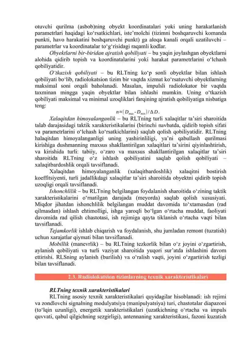 Radiolokatsiya tizimlarining xarakteristikalari 4