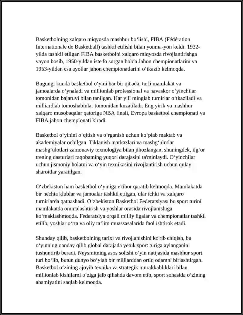BASKETBOL OʻYINI HAQIDA 4