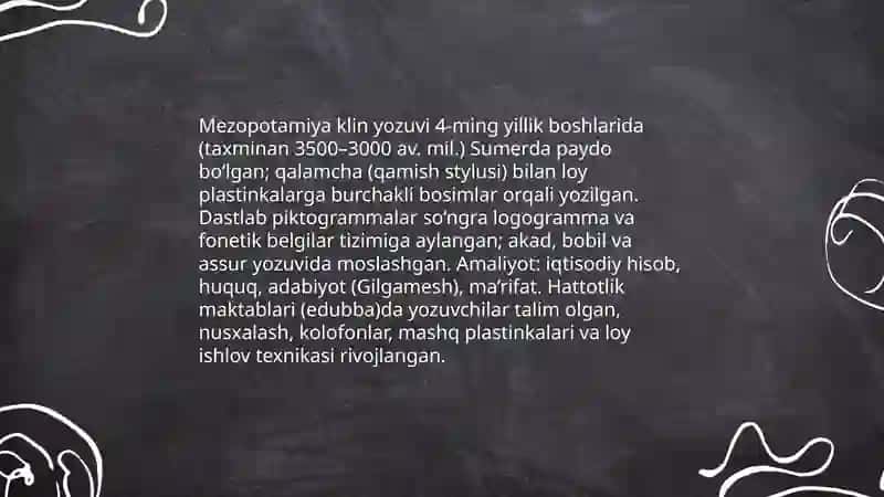 Yozuv va xattotlik san'atining rivojlanish bosqichlari qadimiy yozuvlar va ularning qadimiy yozuvlari 4