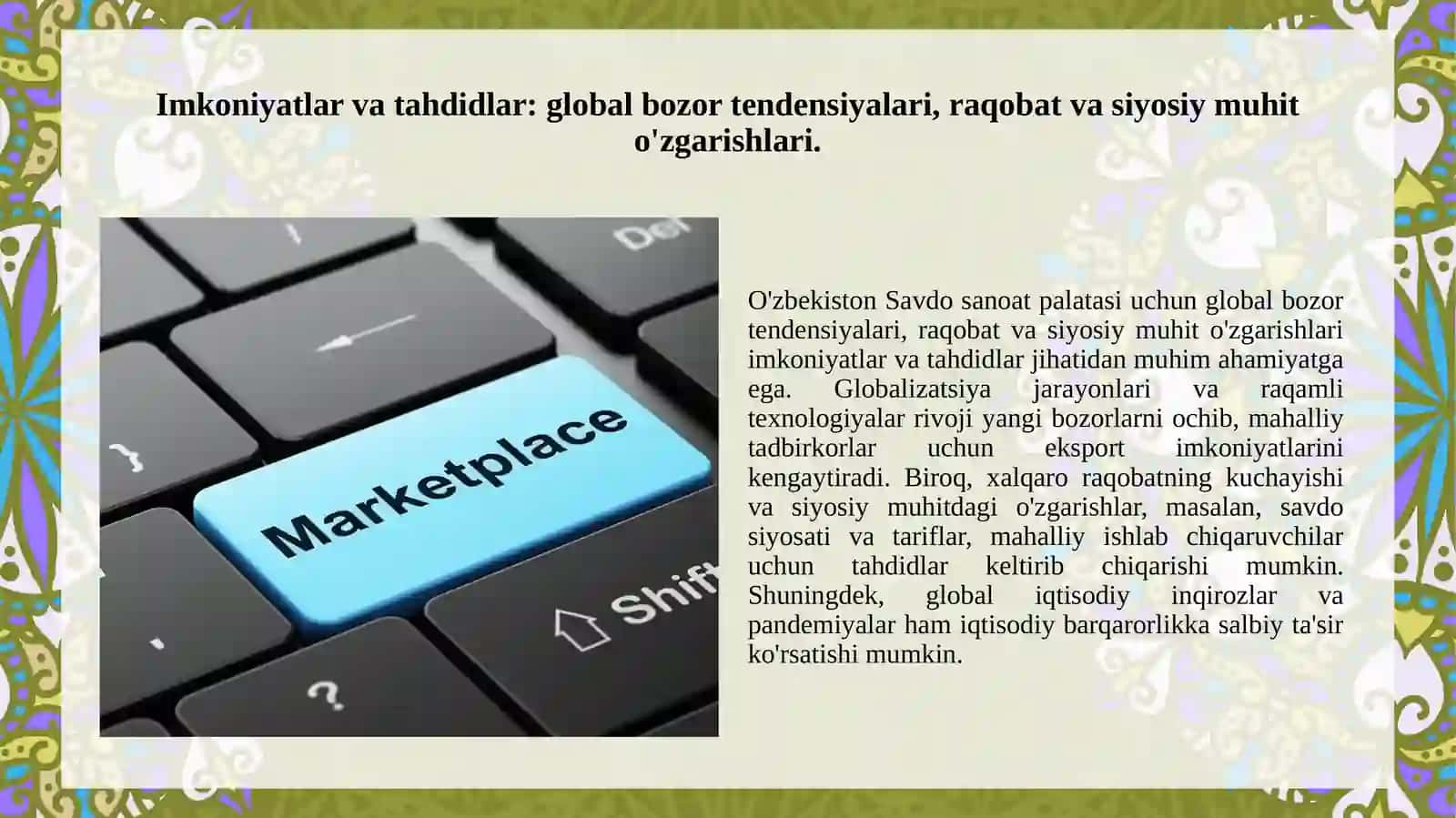 O'zbekiston Savdo sanoat palatasi uchun SWOT analiz tahlili 4