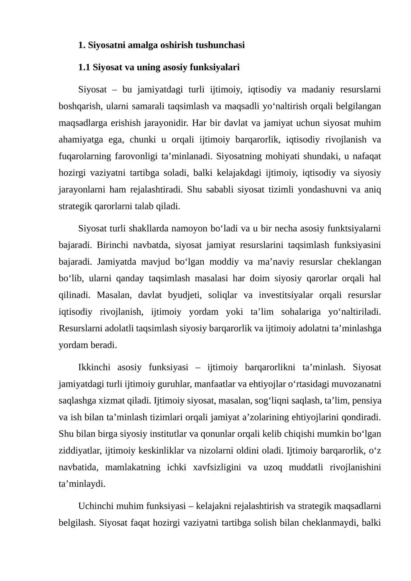 Siyosatni amalga oshirish va uning oqibatlari 4