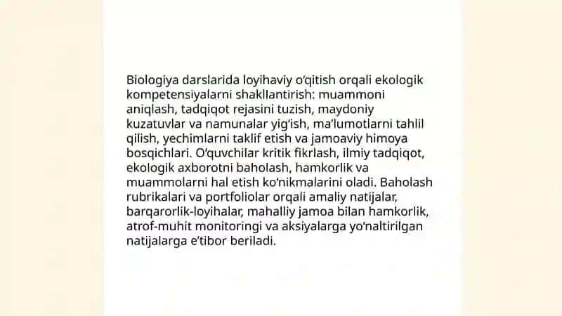 Biologiyada darslarida ekologik ta'lim va tarbiya texnologiyalari 4
