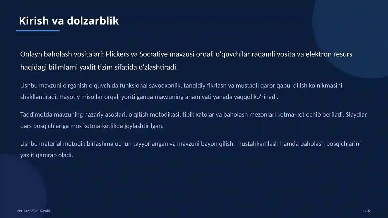 Onlayn baholash vositalari: Plickers va Socrative 4