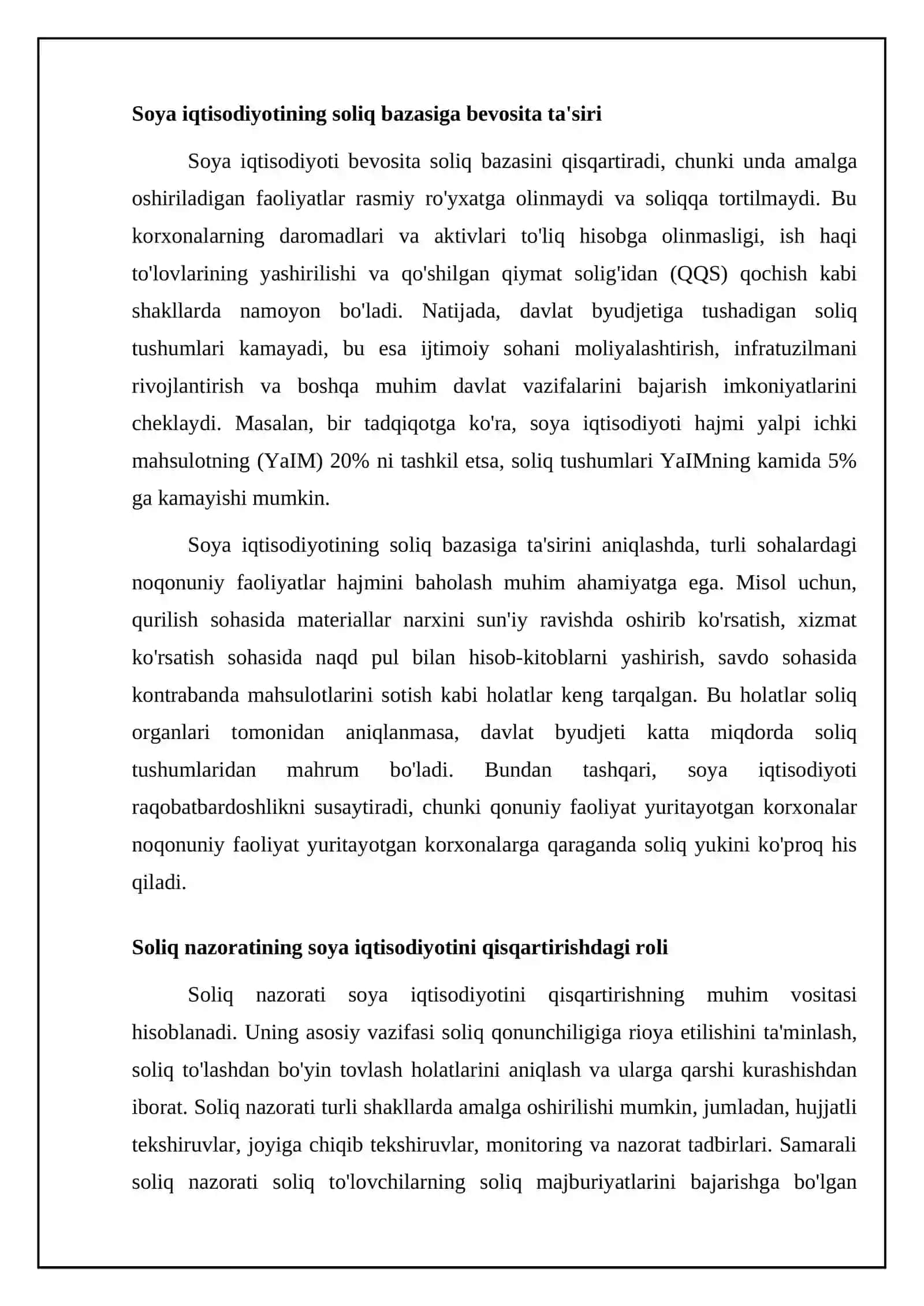 Yashirin iqisodiyot hajmini qisqartirishda soliq nazoratining roli 4