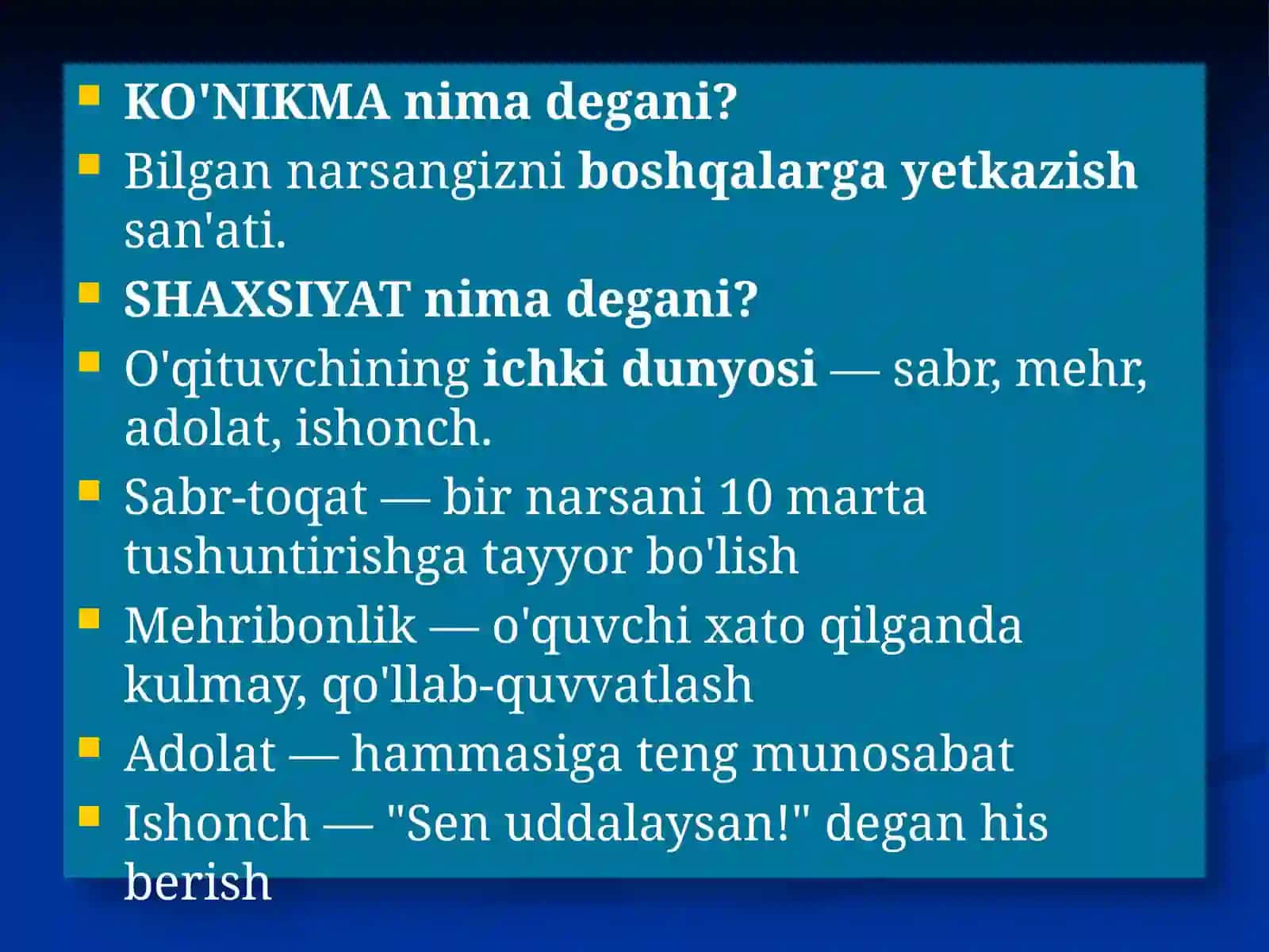 PEDAGOGIK QOBILYATNING TURLARI VA UNING TAVSIFI taqdmot 4