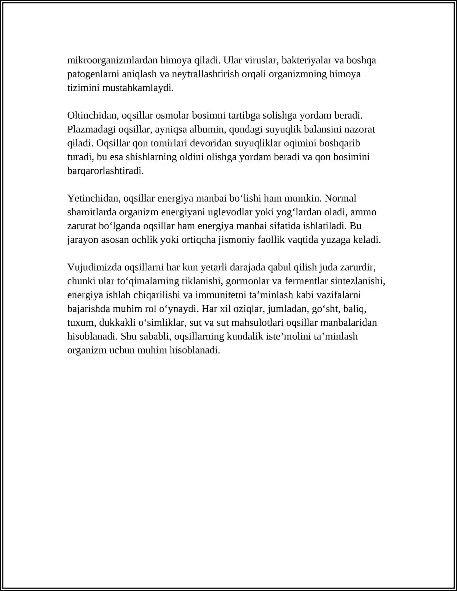 ORGANIZMDA OQSIL, YOG‘, UGLEVOD VA VITAMINLARNING AHAMIYATI 4