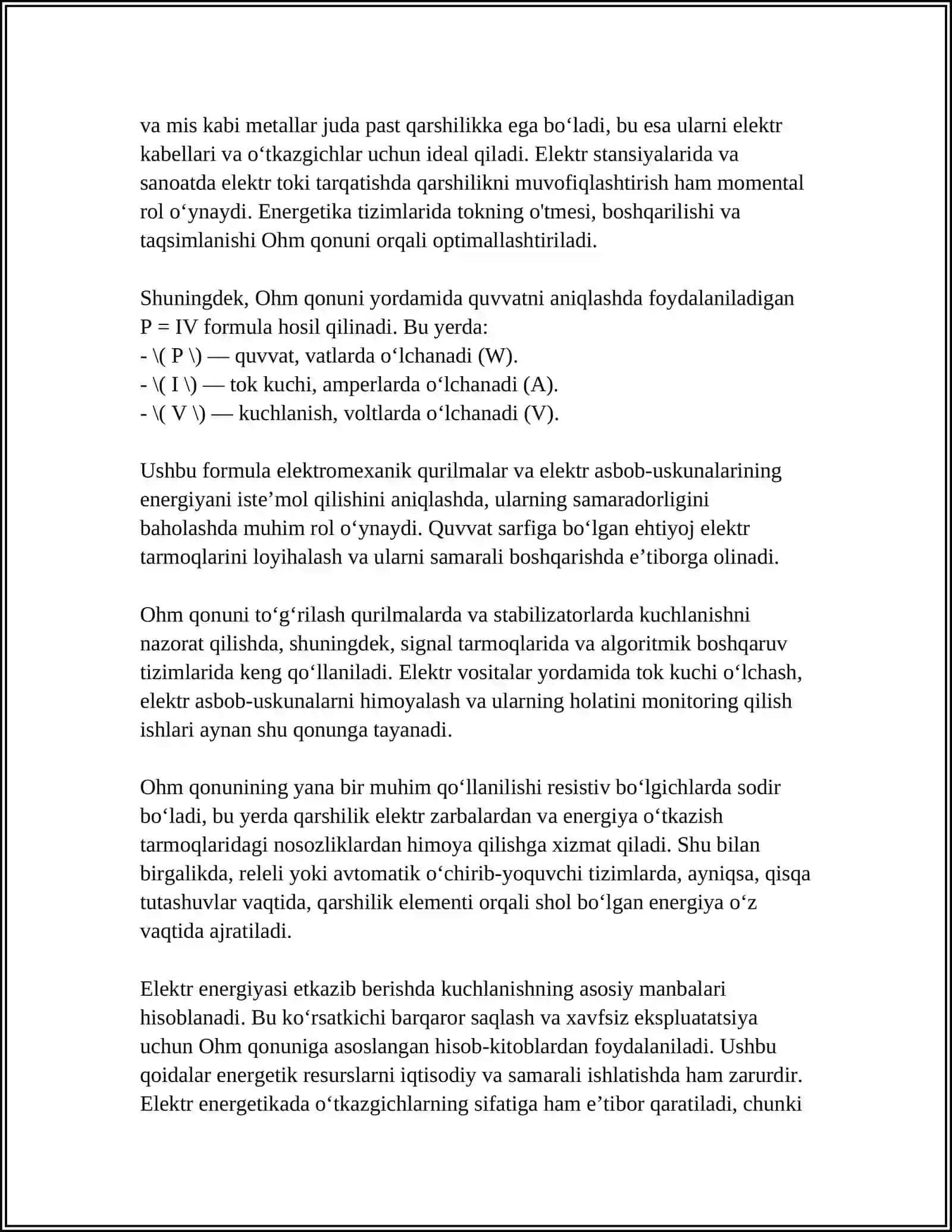 ELEKTR ENERGETIKADA QO’LLANILADIGAN ASOSIY FIZIKAVIY QONUNLAR 4