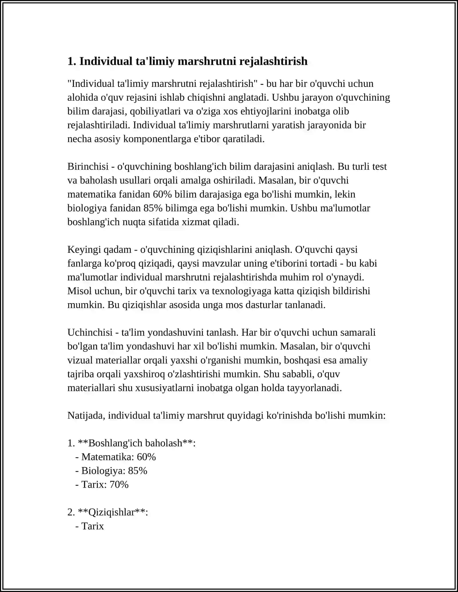 INDIVIDUAL TAʼLIMIY MARSHRUT.TUZISH TAMOYILLARI, MUTAXASSISLAR JAMOASI 4