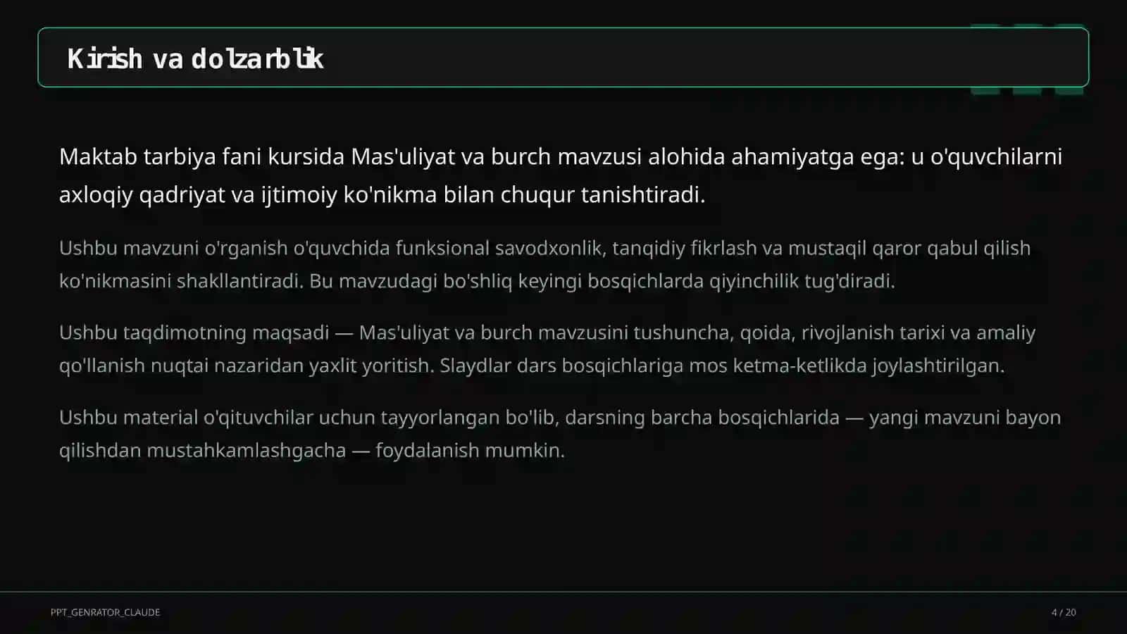 Mas'uliyat va burch (6-sinf) 4