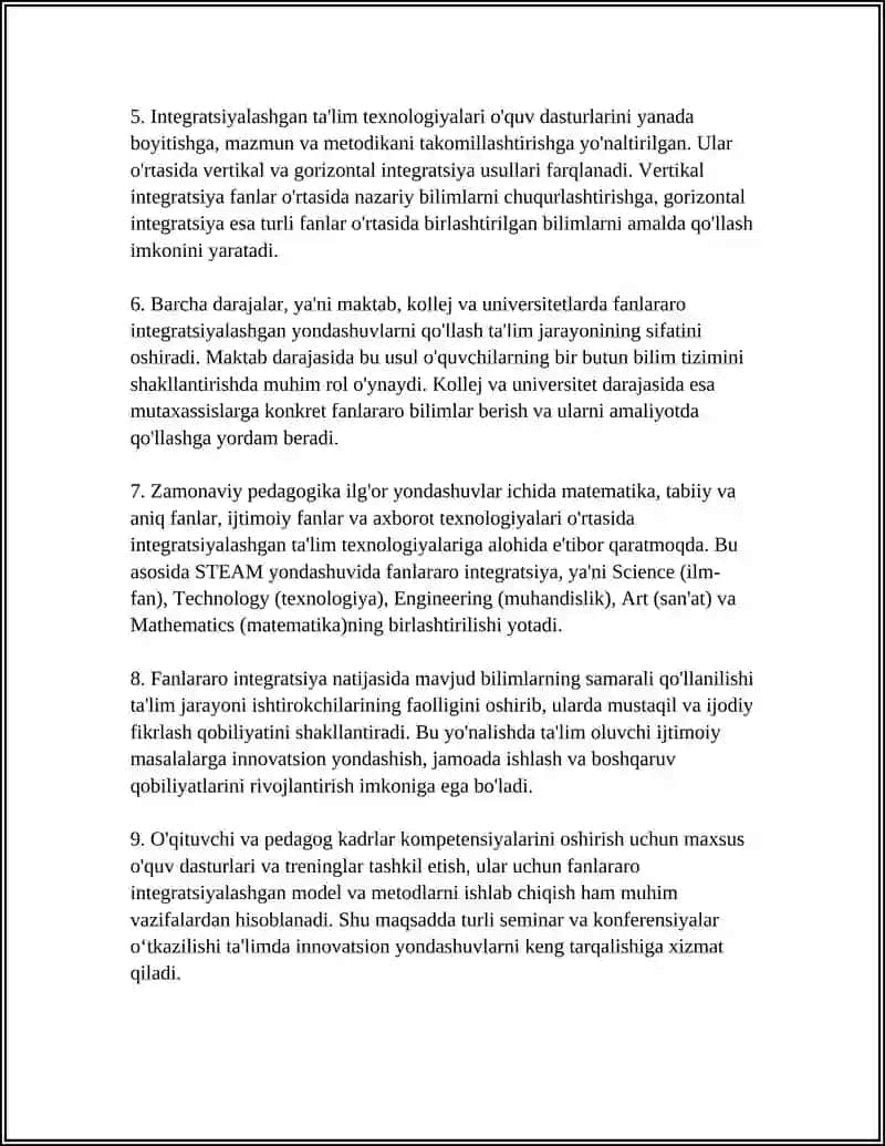 TALIMDA FANLARARO INTEGRATSIYALASHGAN TALIM TEXNOLOGIYALARI 4
