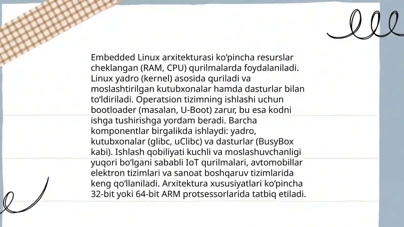 O‘rnatilgan operatsion tizimlar (Embedded Linux) 4