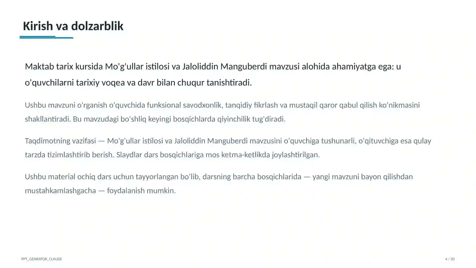 Mo'g'ullar istilosi va Jaloliddin Manguberdi (7-sinf) 4