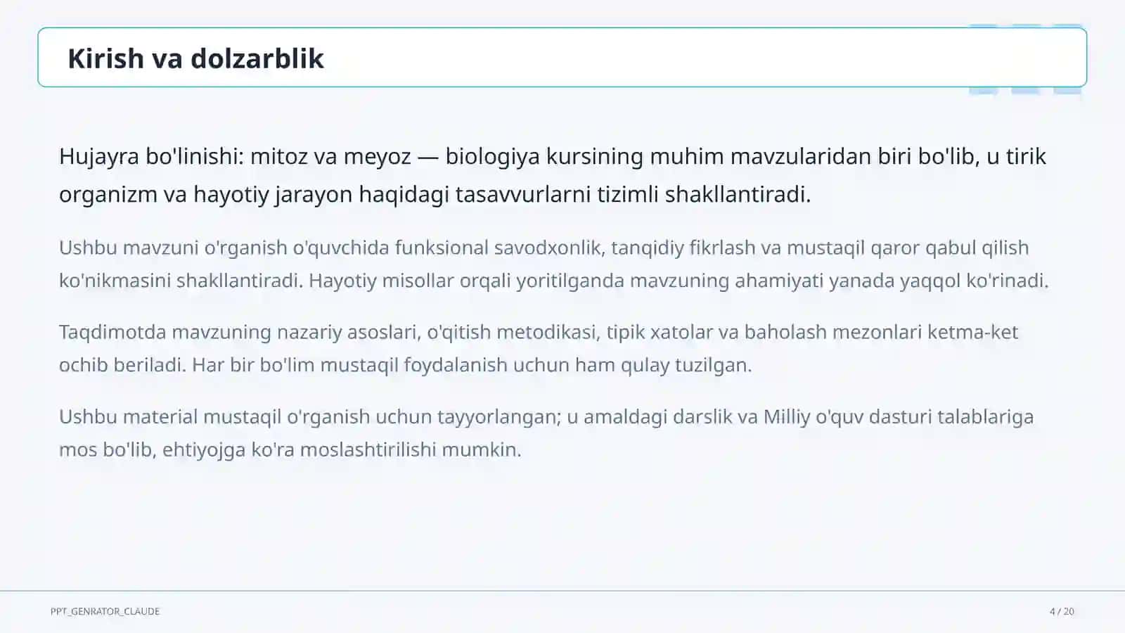 Hujayra bo'linishi: mitoz va meyoz (9-sinf) 4