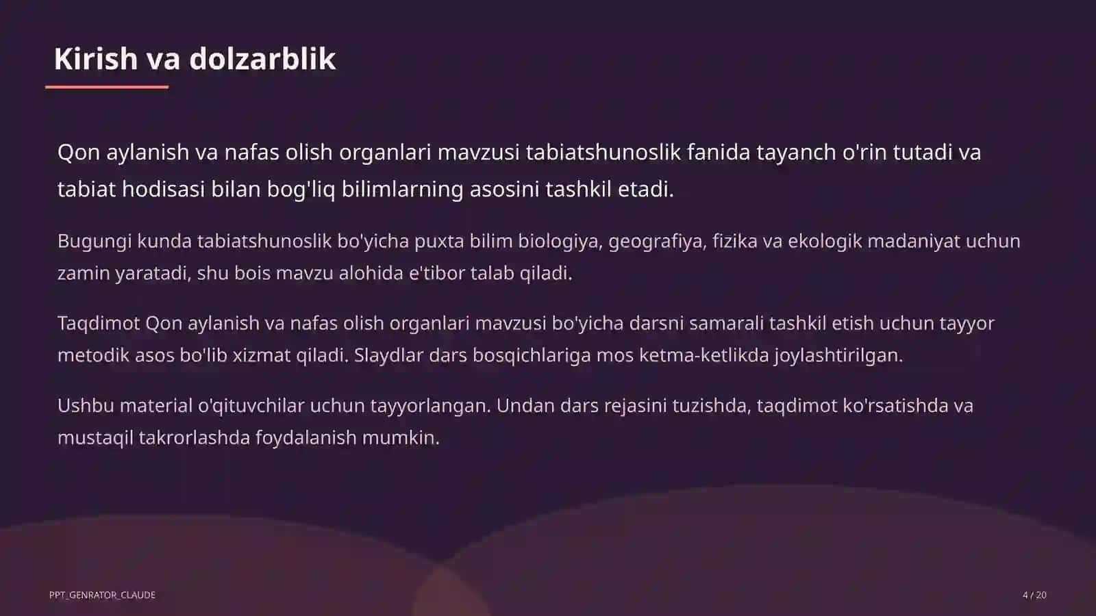 Qon aylanish va nafas olish organlari (4-sinf) 4
