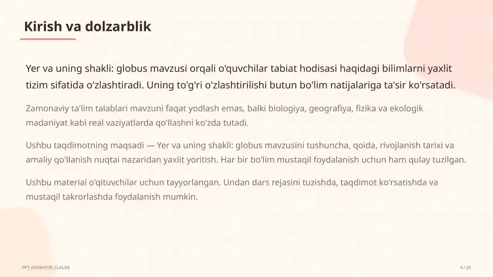 Tabiatshunoslik (1–4) — o'qituvchilar uchun 4