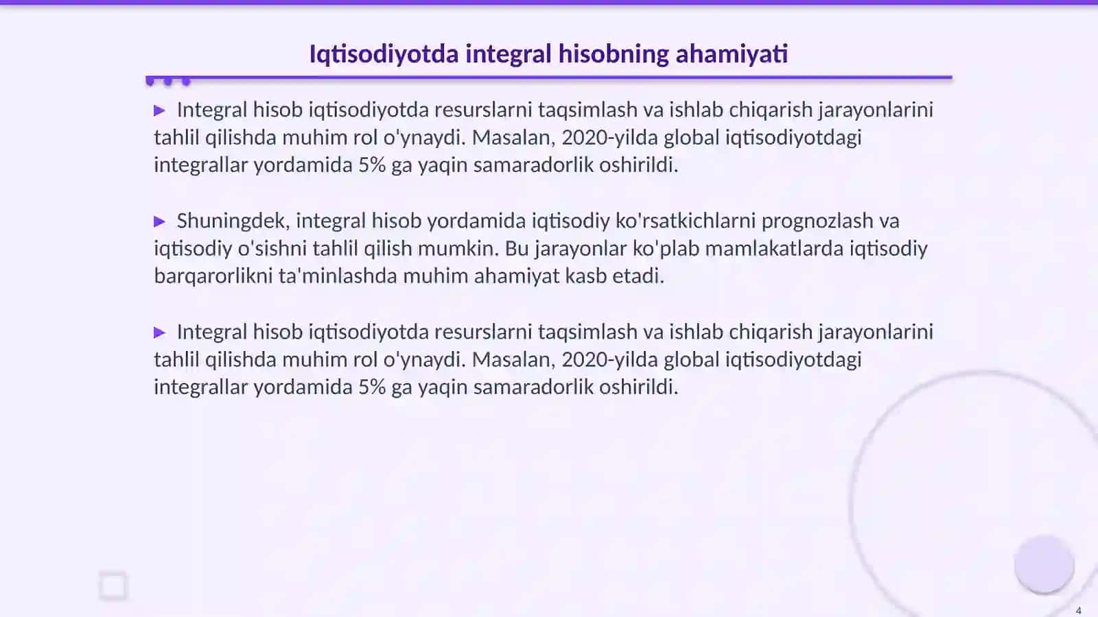 Integral hisobning iqtisodiyotdagi tadbiqlari 4