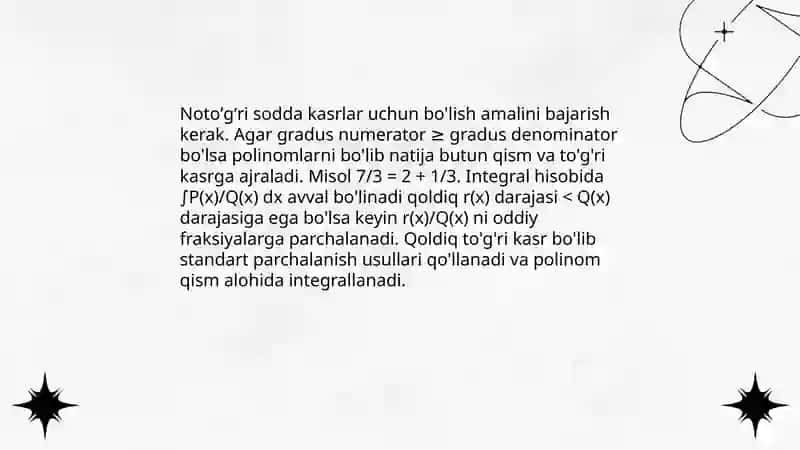 Sodda kasrlarni integrallash 4