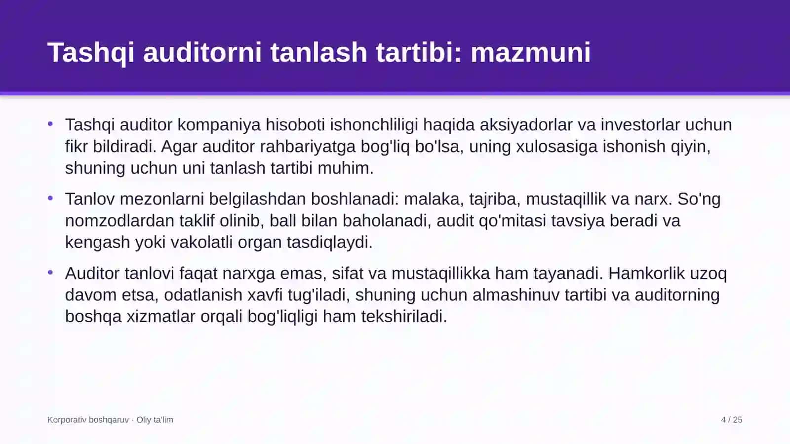 IT-kompaniyalarda tashqi auditorni tanlash tartibi 4