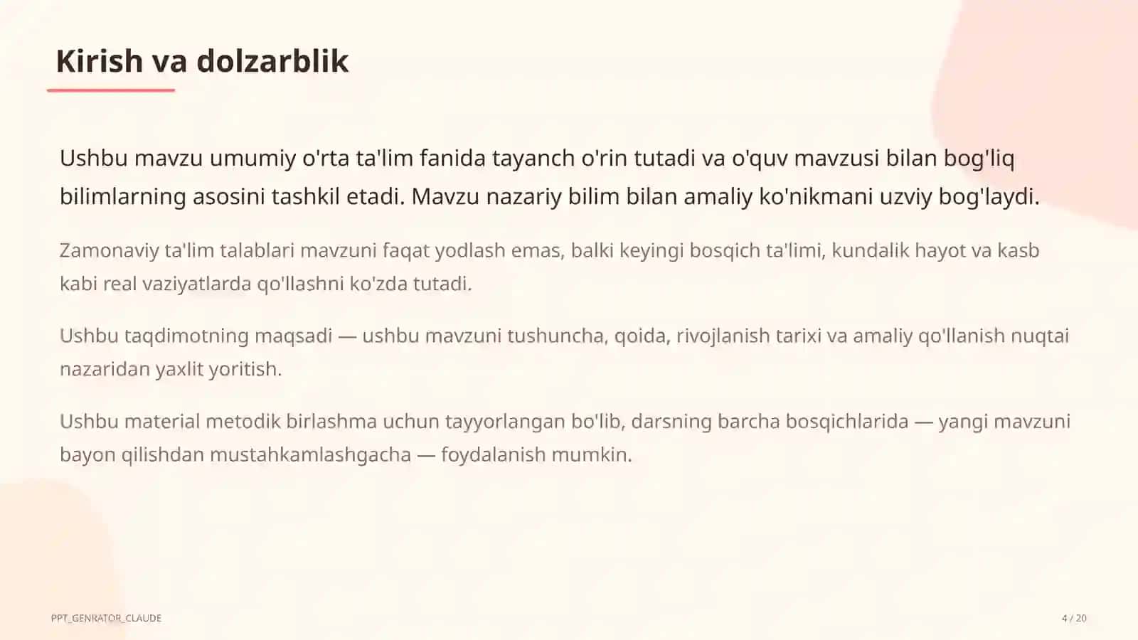 Maktab va o'qituvchilar Dolzarb mavzular 4