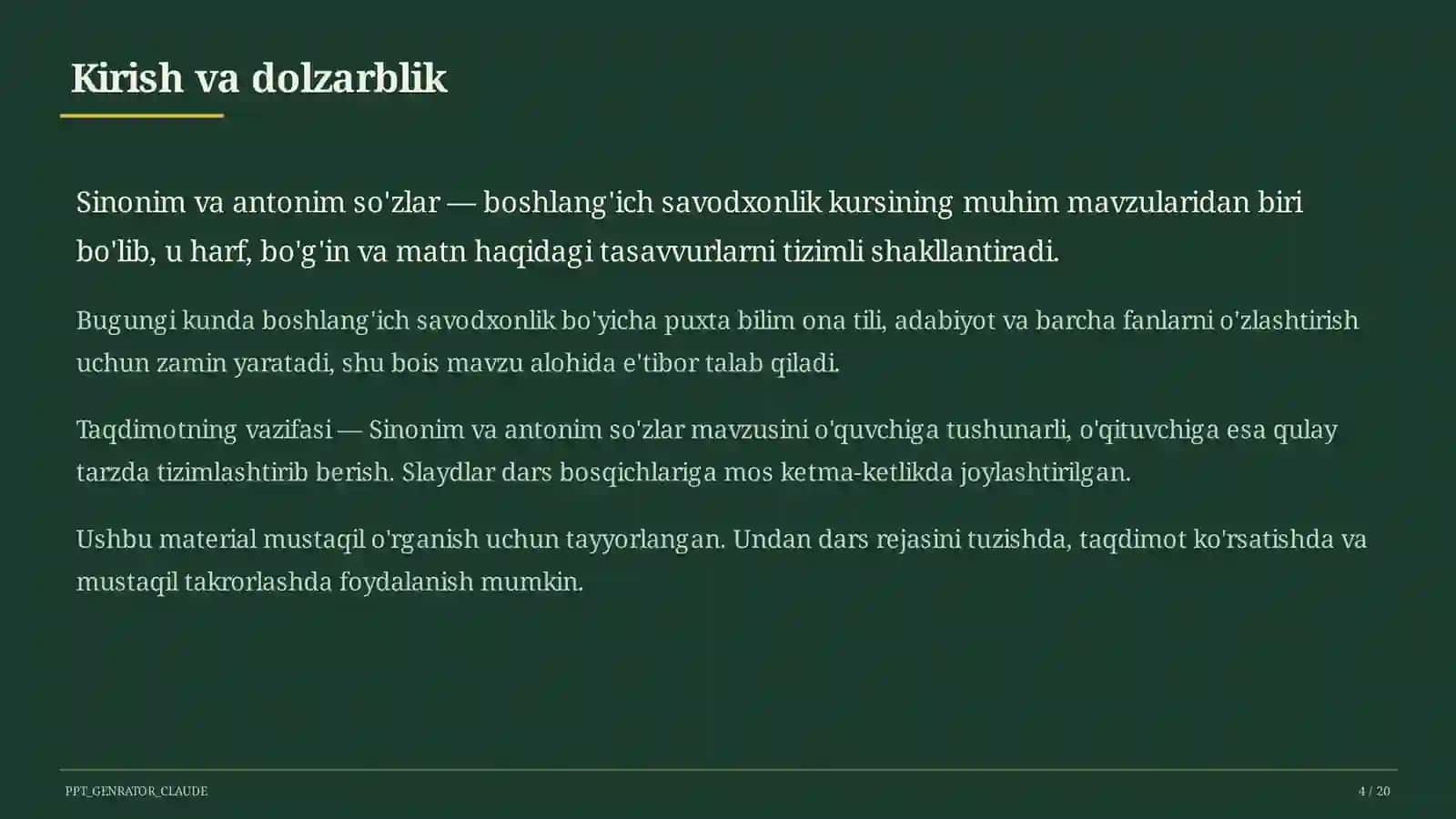 Sinonim va antonim so'zlar (3-sinf) 4