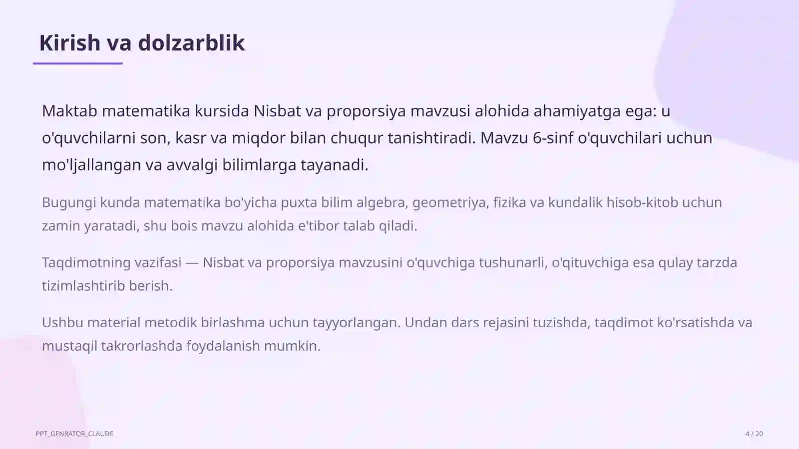 Nisbat va proporsiya (6-sinf) 4