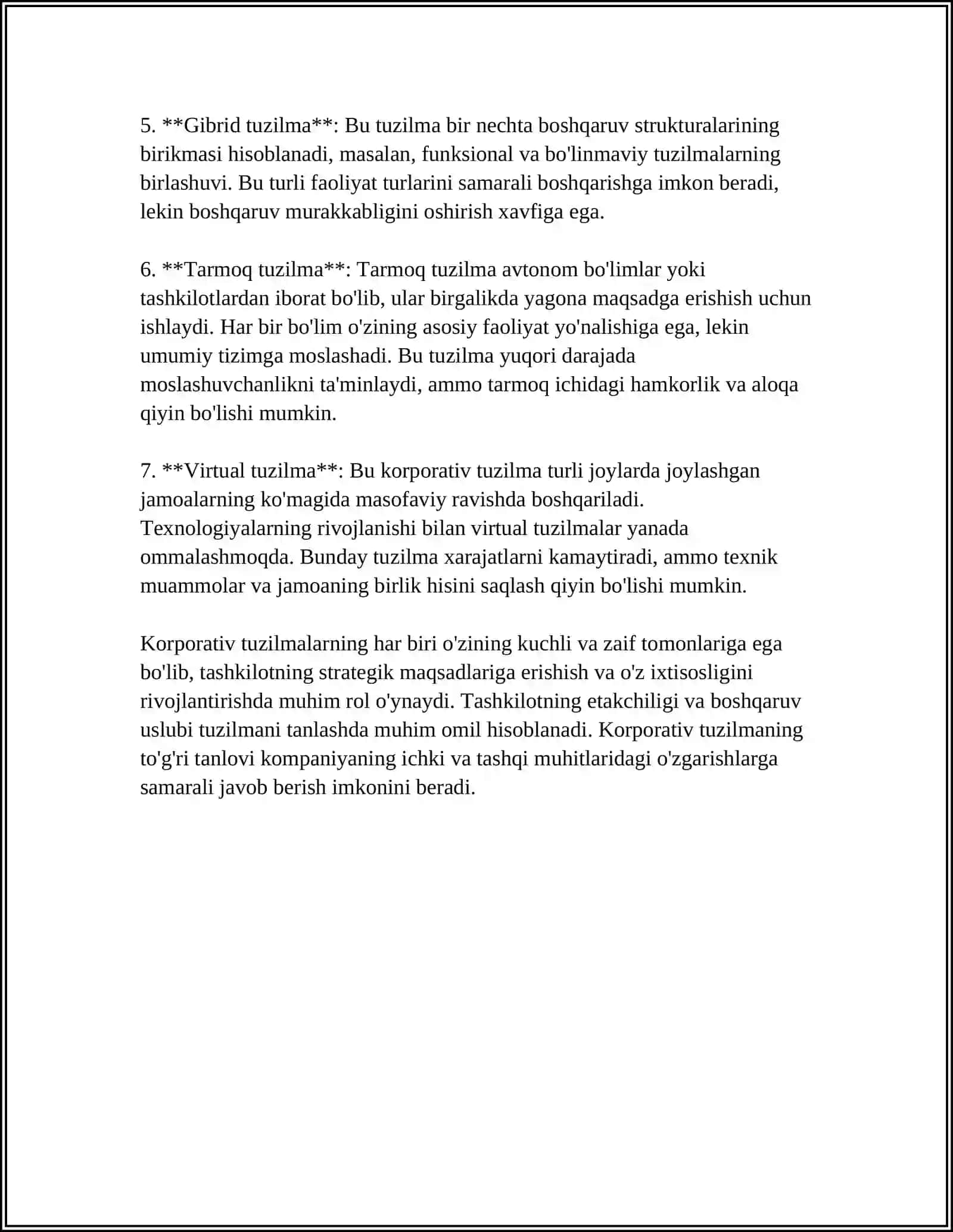 KORPORATIV TUZILMALARI FAOLIYATNI NAZARIY KONSEPSIYASI 4