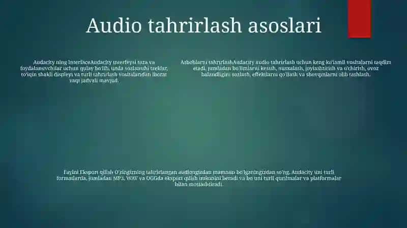 Audacity Dasturida Ishlash 4
