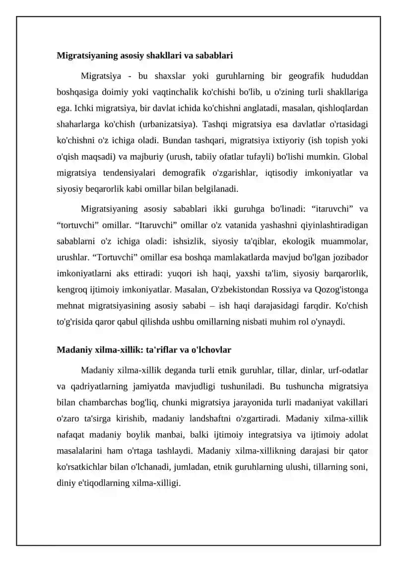Madaniy xilma xillik. Ko'chish va yangi joyda yashashga moslashuv 4