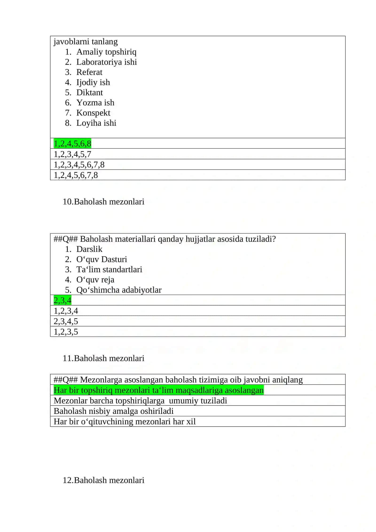 Formativ baholash 4