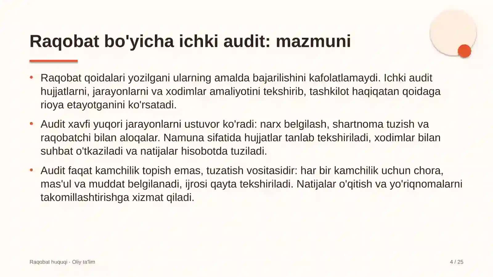 Yoqilg'i quyish shoxobchalarida raqobat bo'yicha ichki auditni o'tkazish 4