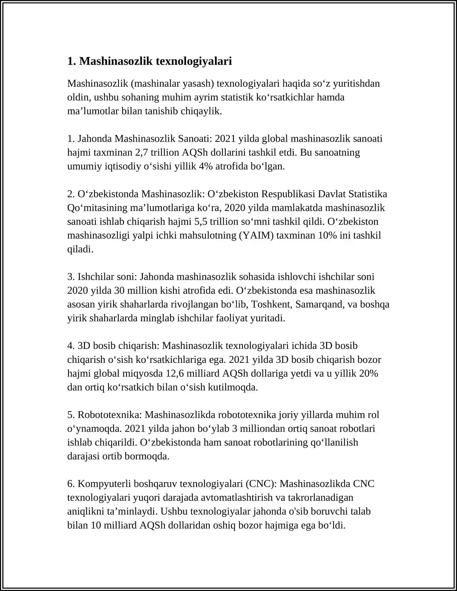 ANDIJON VILOYATI MASHINASOZLIK INSTITUTI MYMT YONALISHI 58-20GURUX 5-KURS TALABASI MANSUROV ABDUMAJID 4