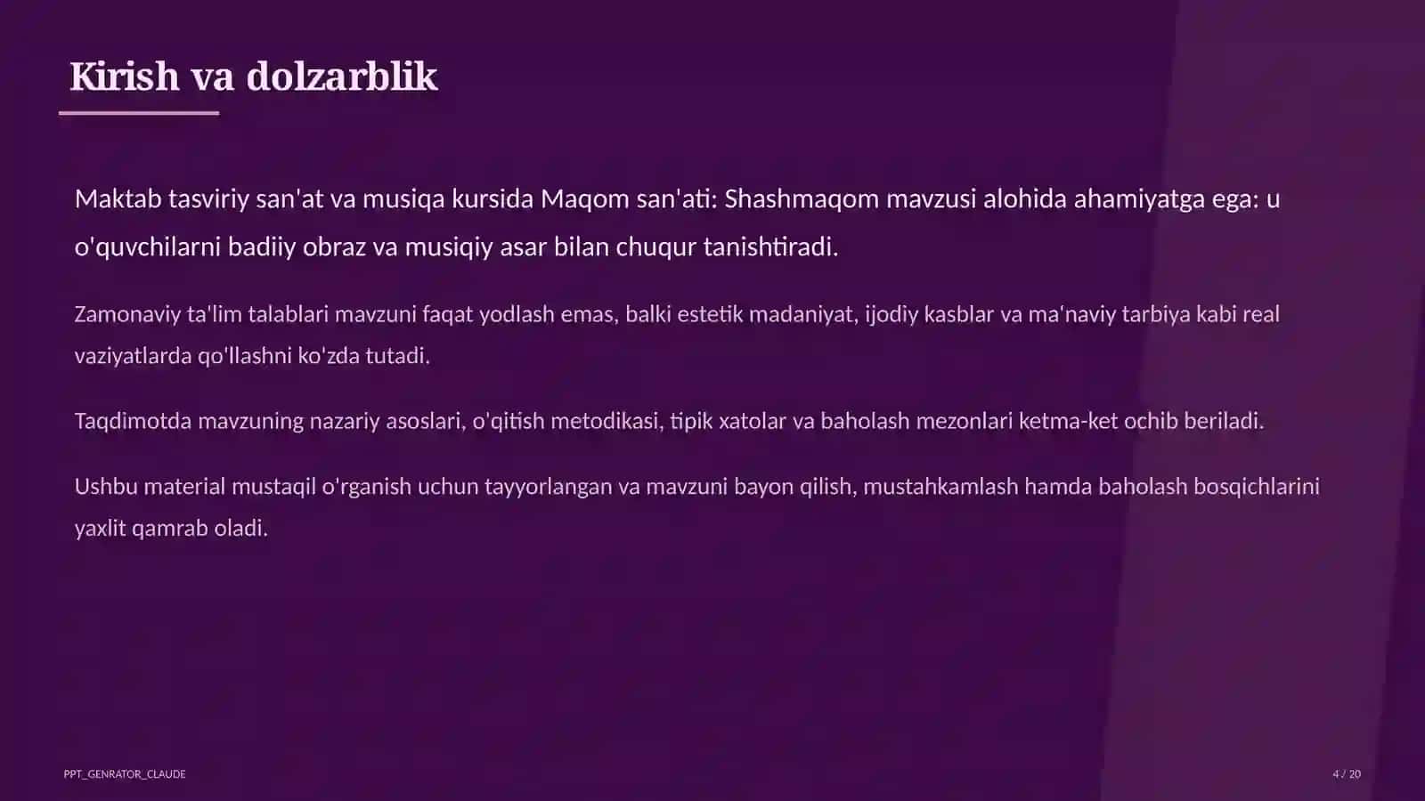 Maqom san'ati: Shashmaqom (5-sinf) 4