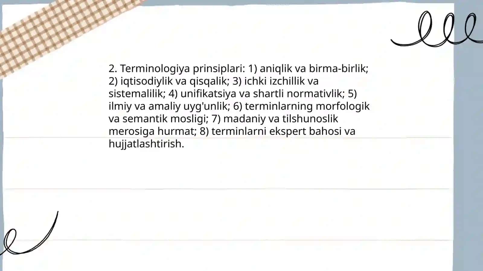 Til va terminalogiya. Mutaxassislik atamalari lug'atini yaratish, ular ishtirokida gaplar tuzish 4