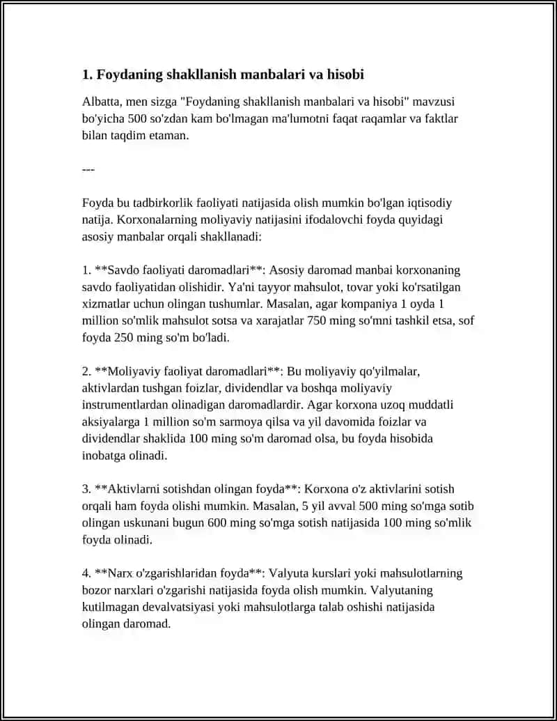 KORXONA FOYDASINING TAQSIMLANISHI VA ISHLATILISHI 4