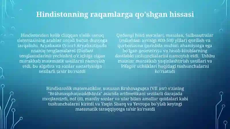 Sharq matematik olimlarining asarlarida arifmetikaning rivojlanishi 4