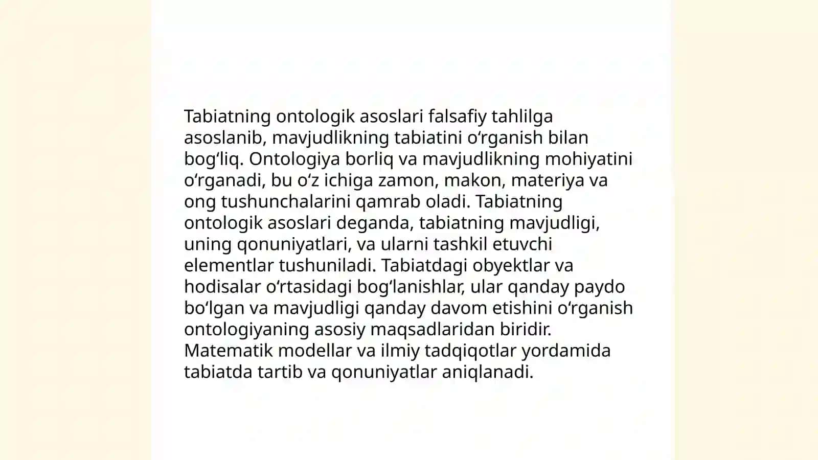 Ontologiya va tabiat falsafasi 4