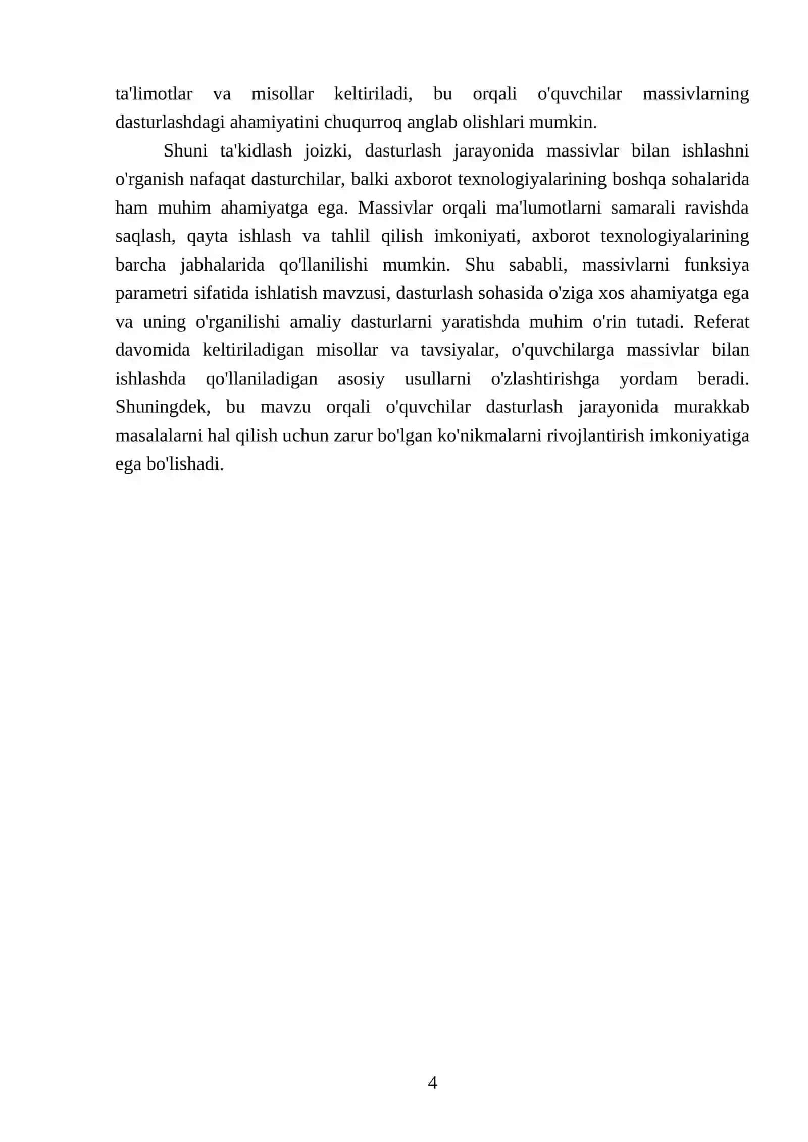 Massivlarni funksiya parametri sifatida ishlatish 4