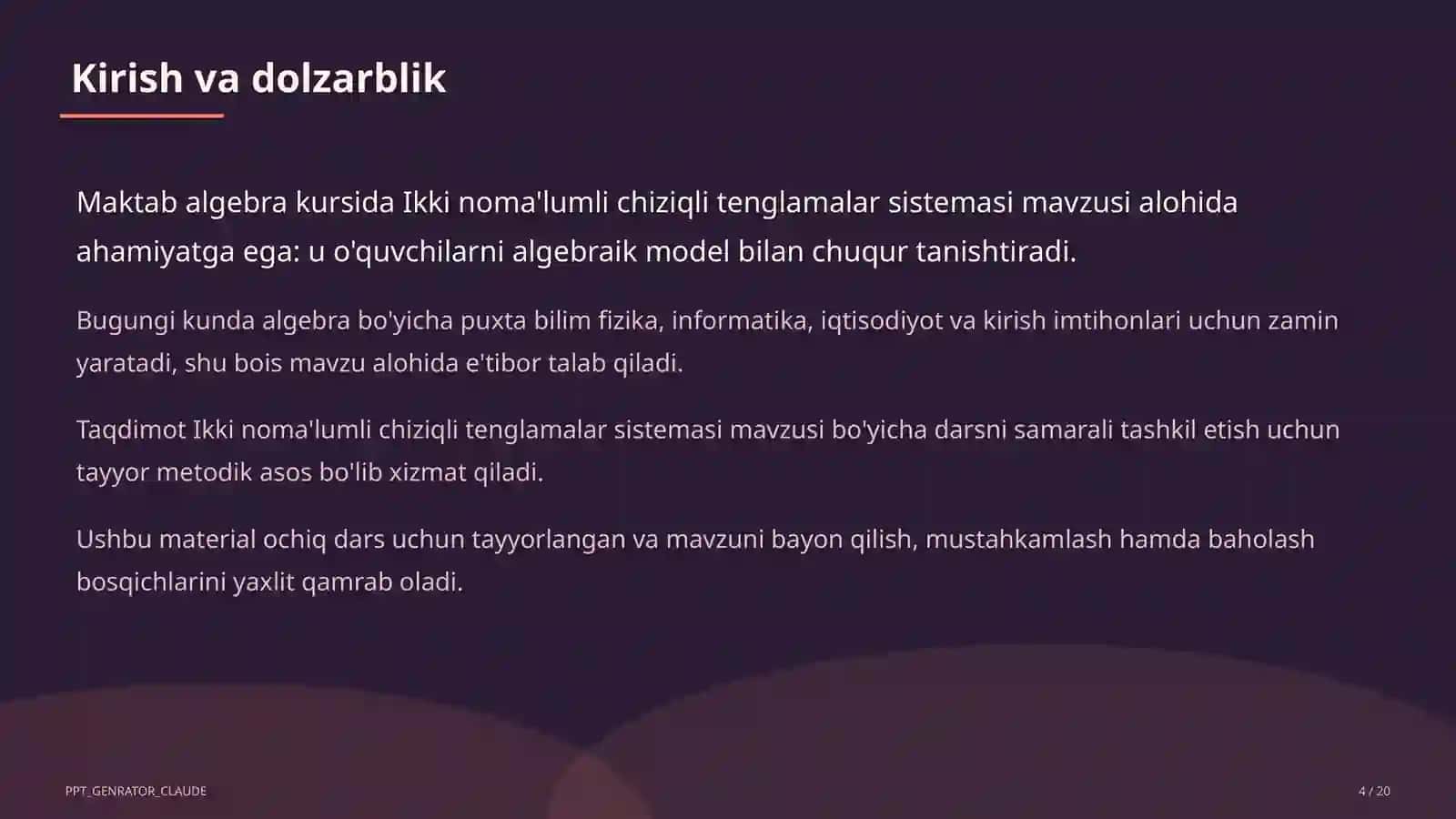 Ikki noma'lumli chiziqli tenglamalar sistemasi (7-sinf) 4