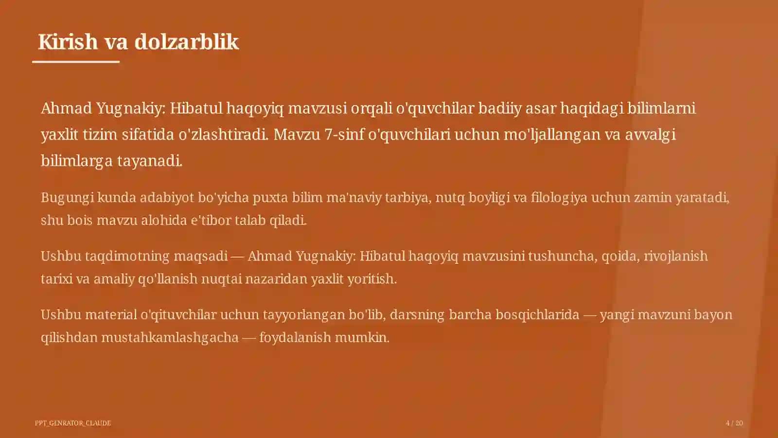 Ahmad Yugnakiy: Hibatul haqoyiq (7-sinf) 4