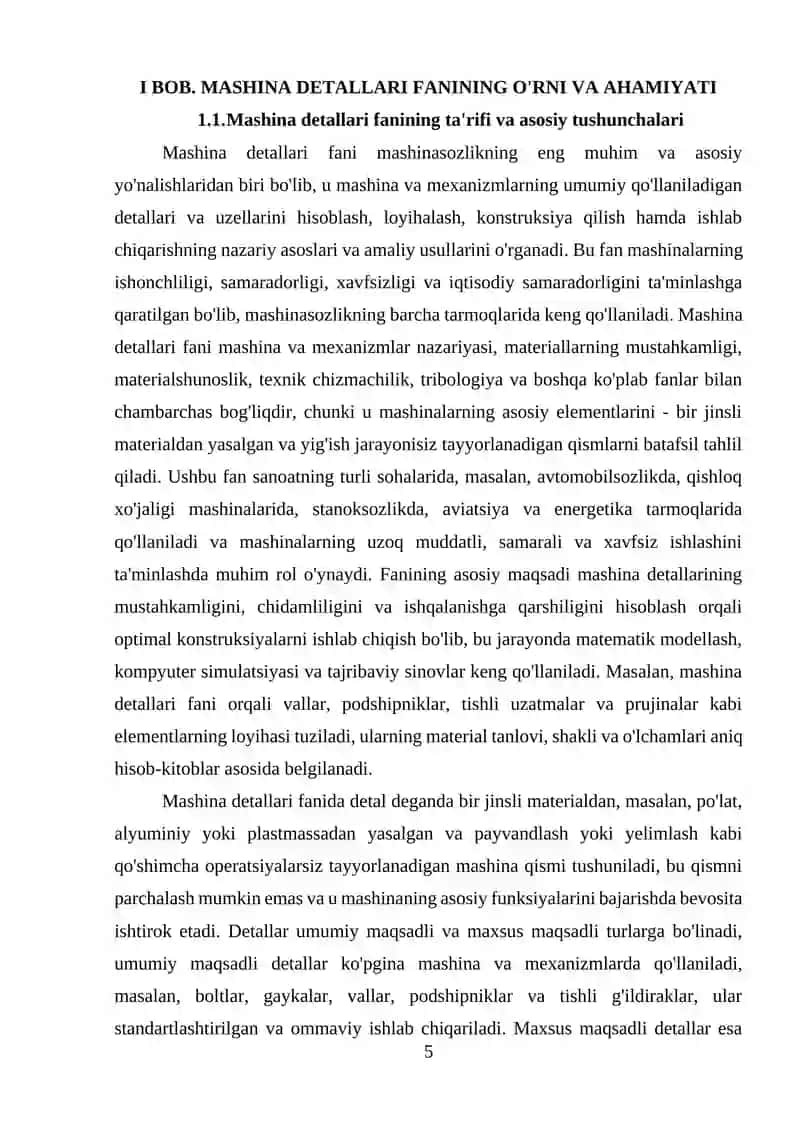 Mashina detallari fanining o'rni va ahamiyati 4
