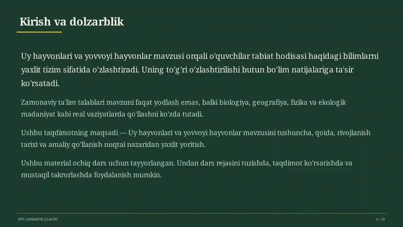 Uy hayvonlari va yovvoyi hayvonlar (1-sinf) 4