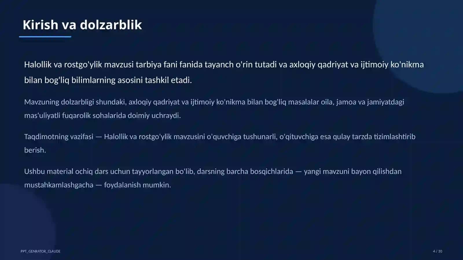 Halollik va rostgo'ylik (2-sinf) 4