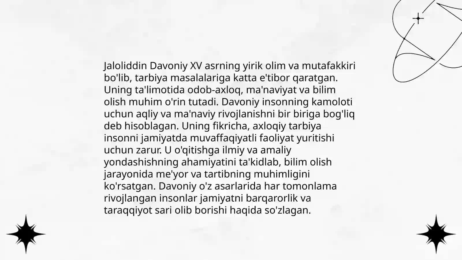 Abdurahmon Jomiy va Jaloliddin Davoniyning talimiy axloqiy qarashlari 4